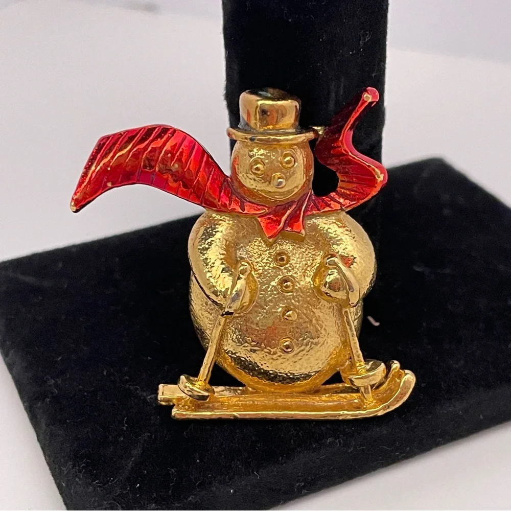 Vintage 80’s GERRY'S Winter Holiday Christmas Apres Ski Snowman Brooch / Pin